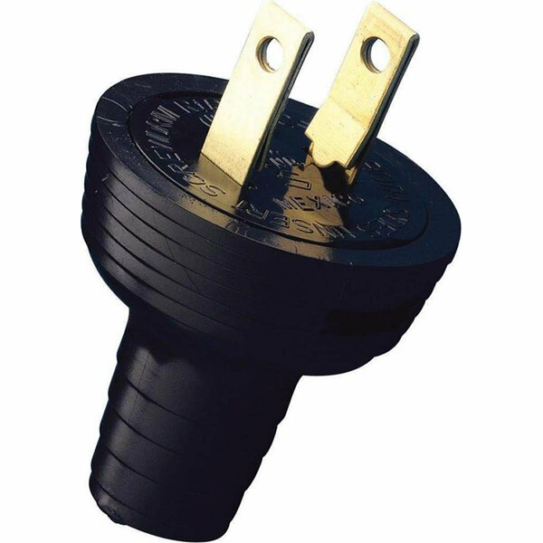 Ezgeneration 48642-000 Residential Vinyl Non-Polarized Round Plug 1-15P 18-14 AWG 2 Pole 2 Wire - Black EZ152997